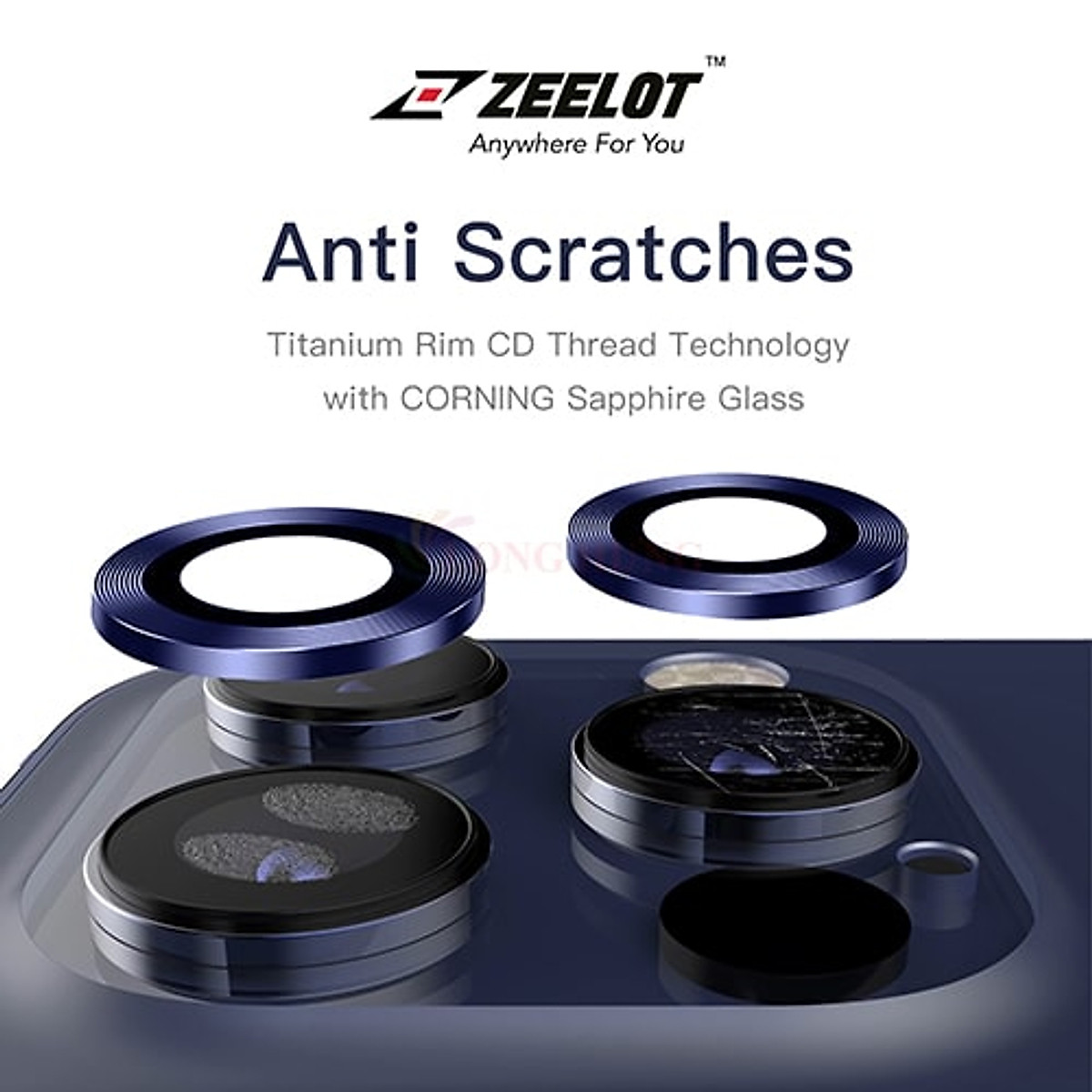 Dán Camera cường lực viền màu chống va đập Zeelot iPhone 12 Pro/12 Pro Max - Hàng chính hãng