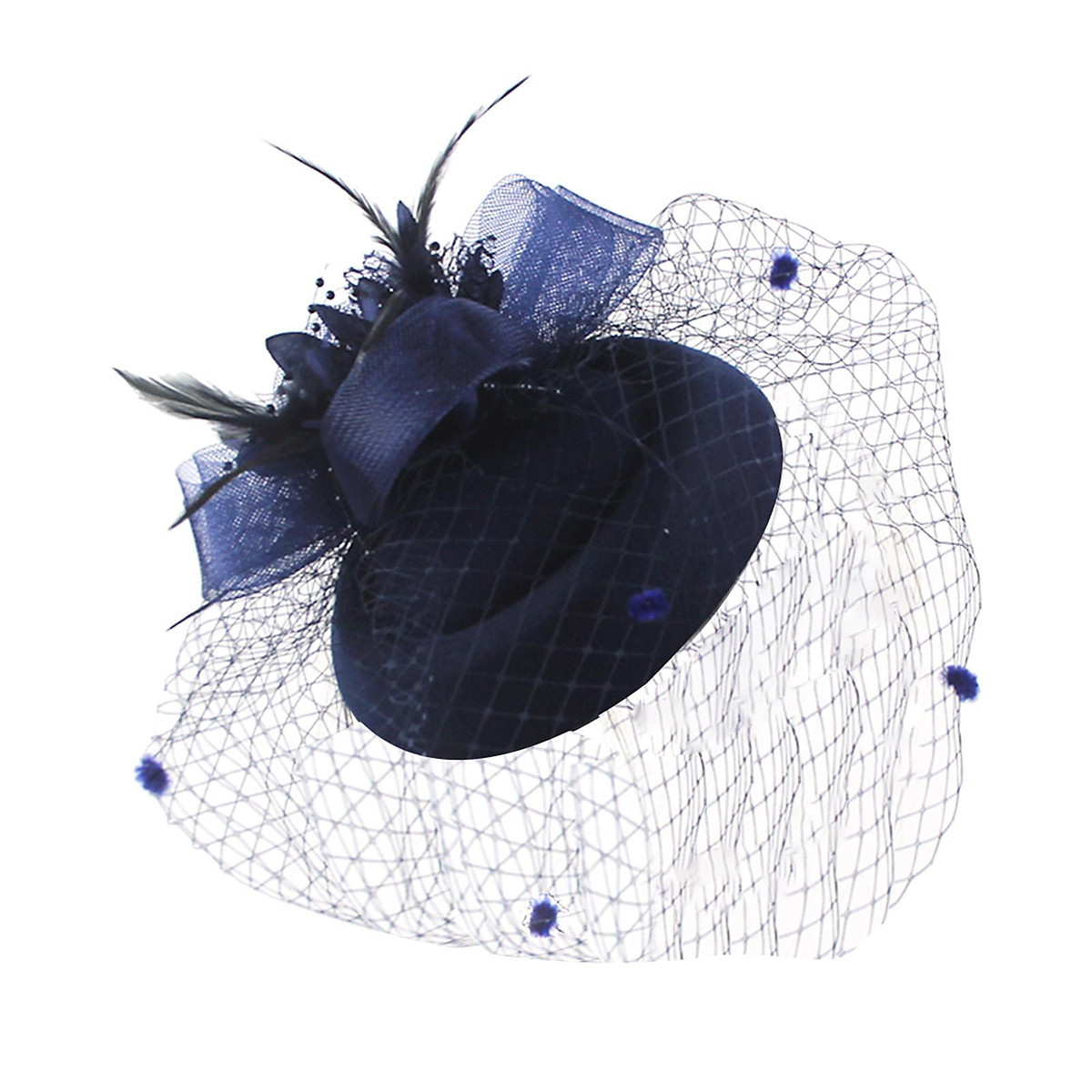 Fascinator Hat Vintage Style Wedding Bridal Derby Hat with Hair Clip - Phụ  kiện thời trang khác
