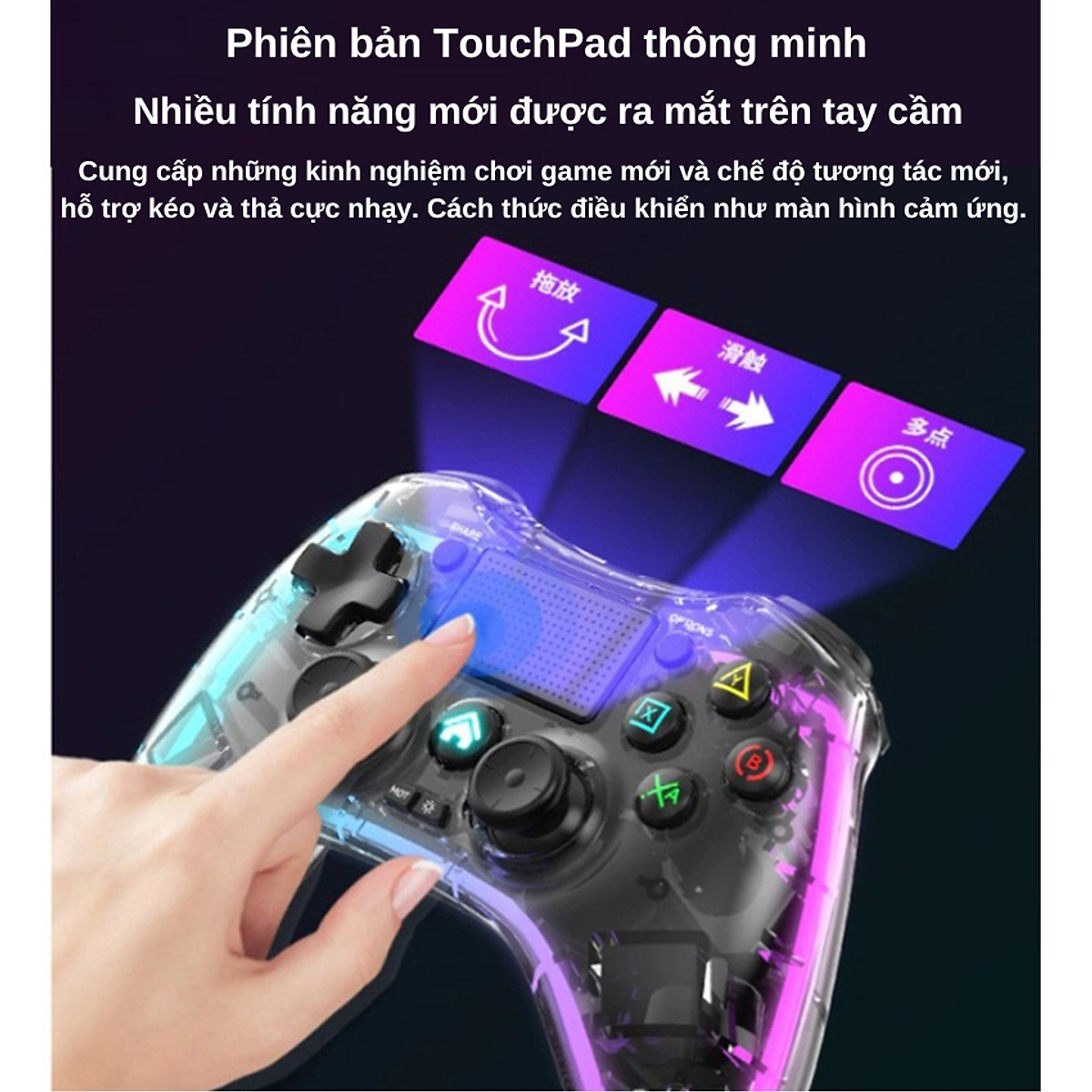 Tay cầm chơi game không dây Bluetooth P05 LED RGB tương thích đa ...