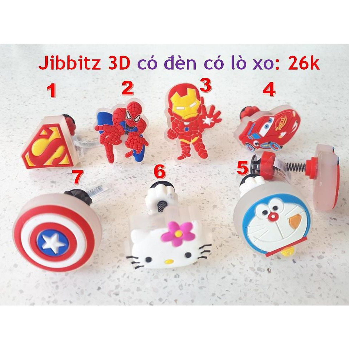 NÚT GẮN 3D CÓ ĐÈN CÓ LÒ XO, DÀY