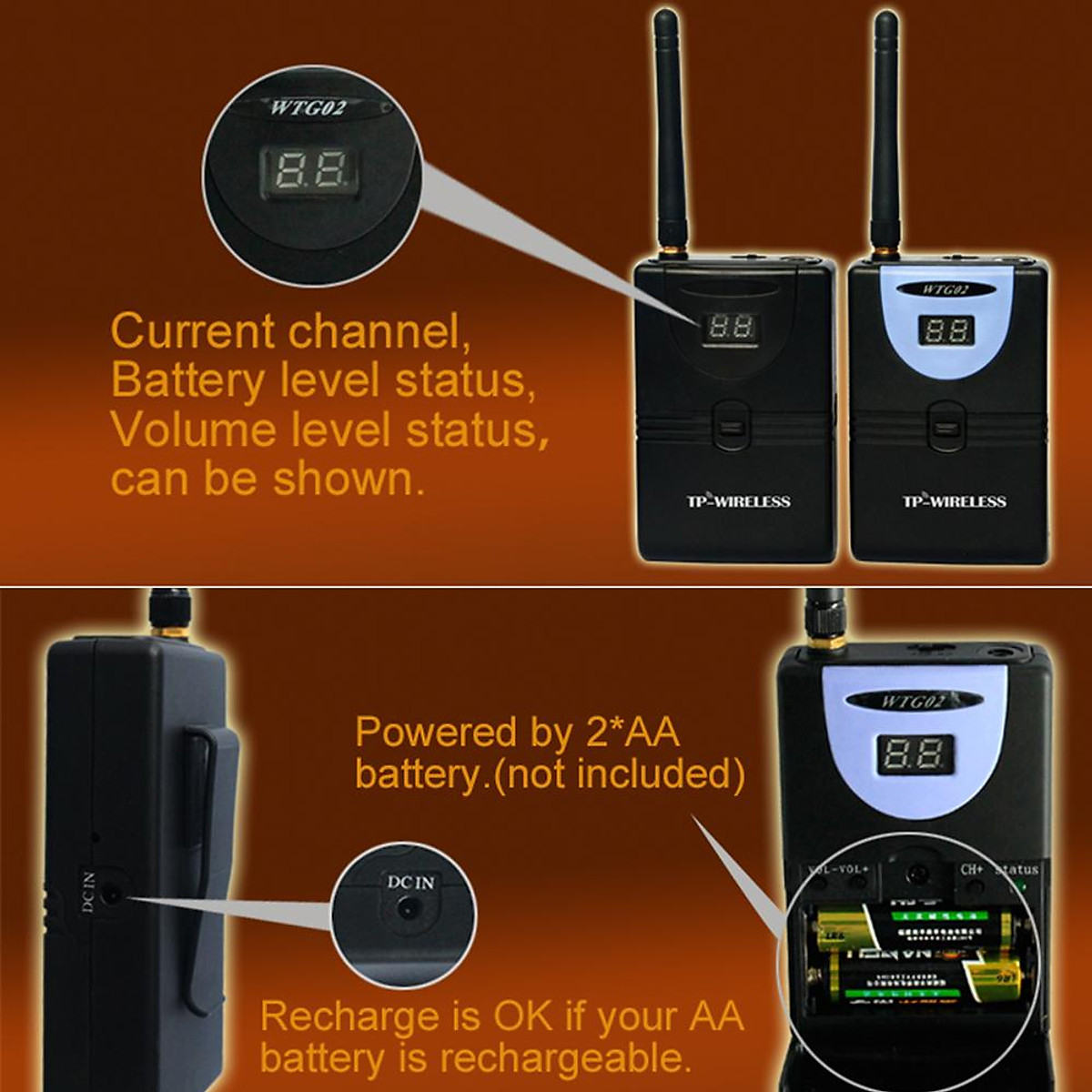 TPWIRELESS 2.4GHz Wireless Audio Tour Guide Acoustic Transmission