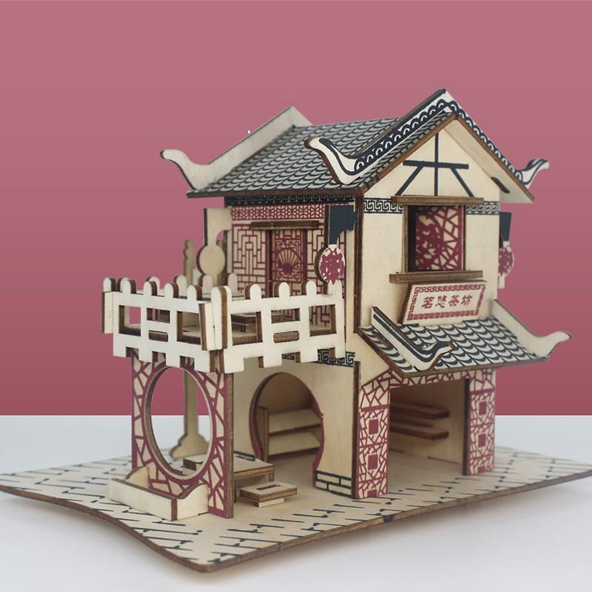 Mô hình giấy 3D  Bộ nhà truyền thống Trung QuốcLeming Tea HouseW3130h