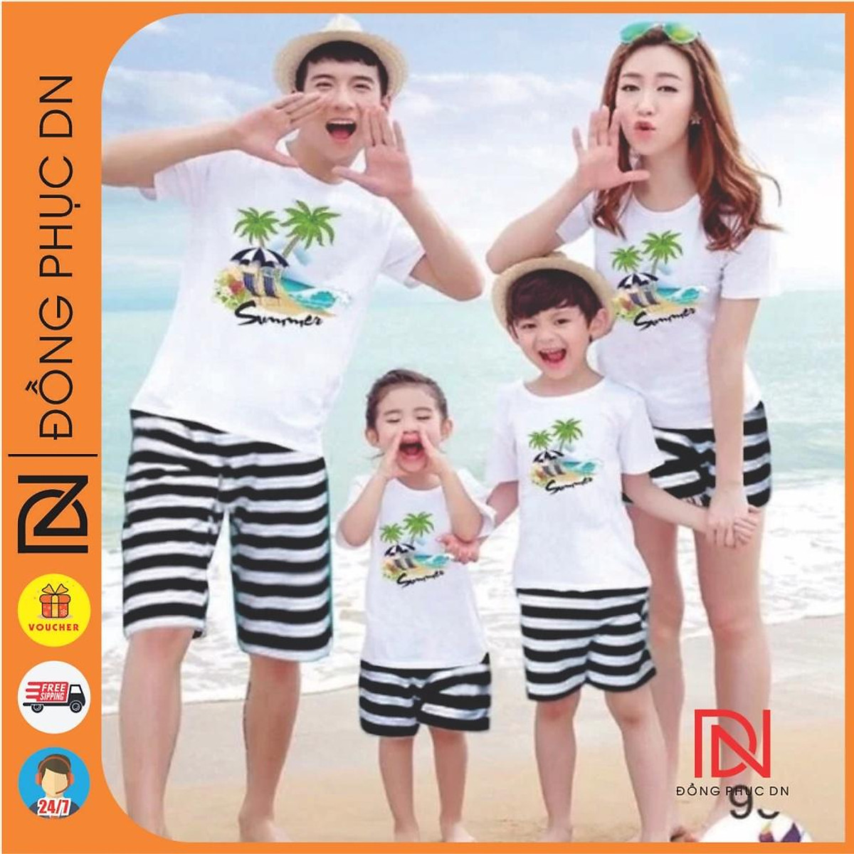 Áo gia đình cây dừa đi biển