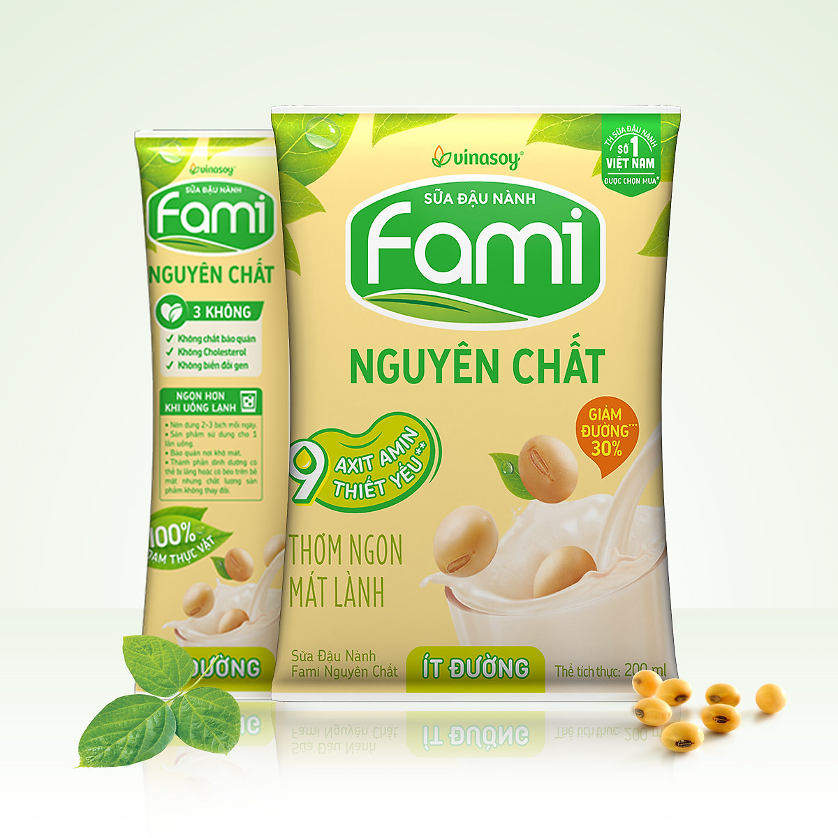 Thùng Sữa đậu nành Fami Nguyên Chất ít đường (200ml x 40 bịch)