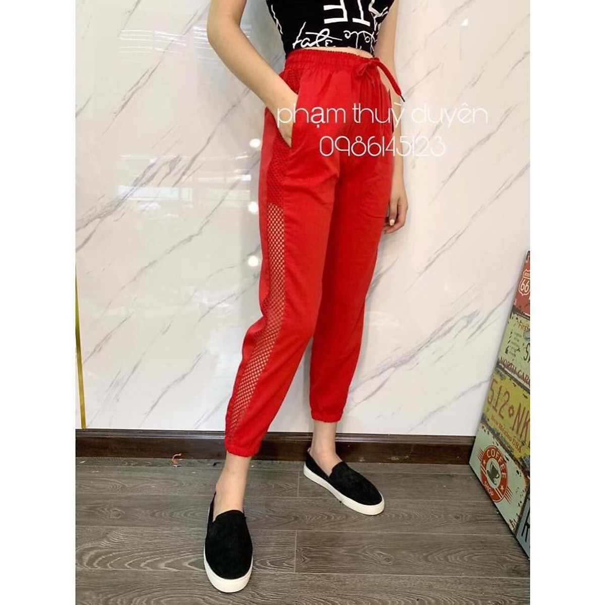 Quần Jogger lưới sườn, tập thể thao, gym