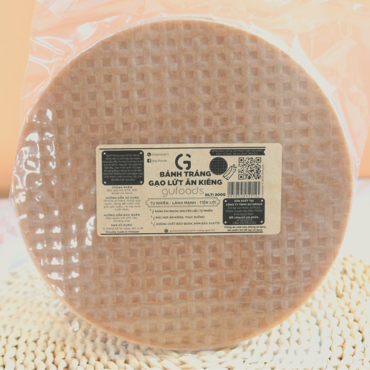 Bánh tráng cuốn ăn kiêng GUfoods (làm gỏi cuốn, chả giò...) - Dai ngon, Tự nhiên, Lành mạnh, Eat clean