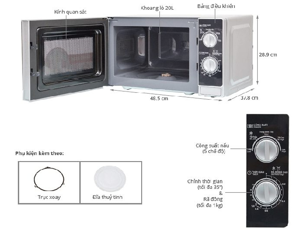 Lò Vi Sóng Sharp R-202VN-S (20L) - Bạc - Hàng chính hãng