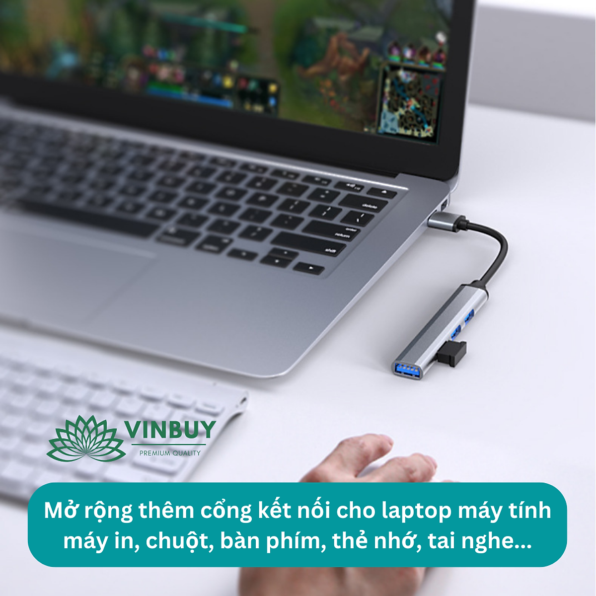 Hub USB 3.0 Và Hub Type C Đầu Ra 4 Cổng USB 3.0, Cổng Chuyển Đổi Dành Cho Macbook, Laptop, PC - Hàng Chính Hãng