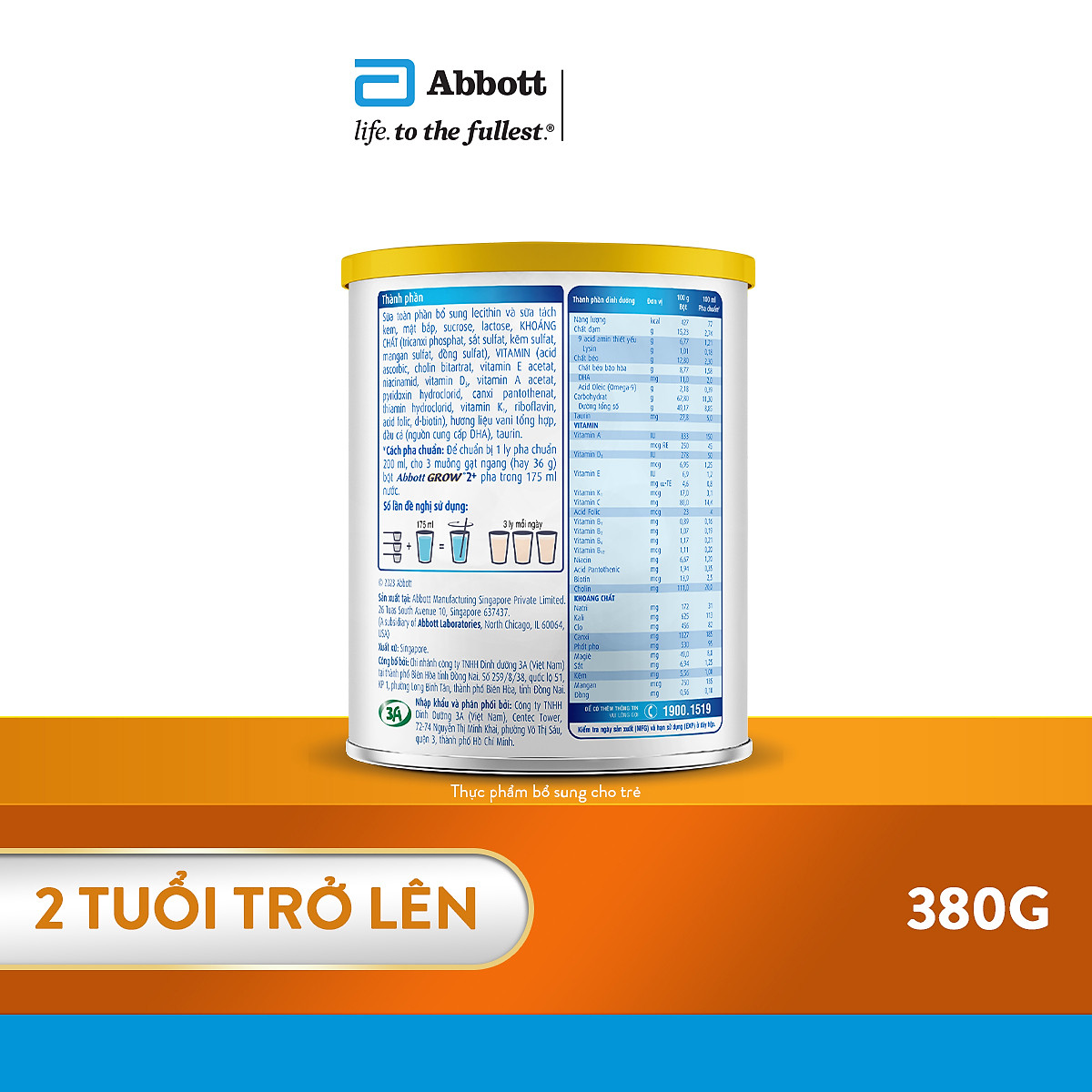 Sữa Abbott Grow 2+ 380g cho trẻ từ 2 tuổi trở lên
