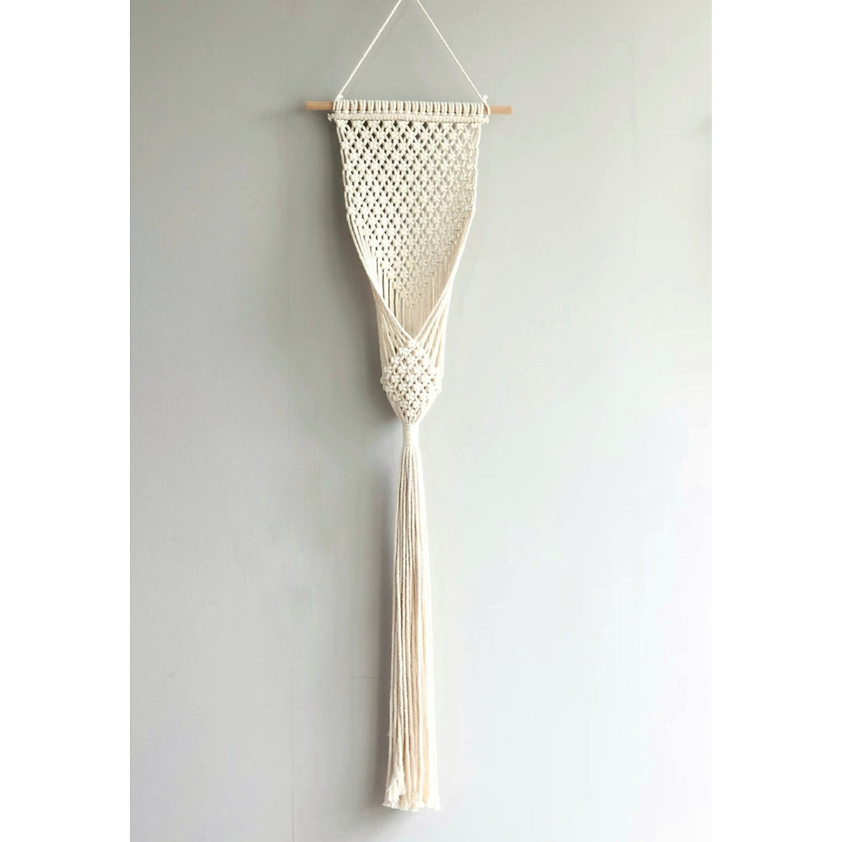 Thảm Treo Chậu Cây Trang Trí Macrame TTC03- Sản Phẩm Handmade, Dùng Treo Tường Decor Trong Nhà Ở, Văn Phòng Làm Việc, Homestay, Quán Cà Phê