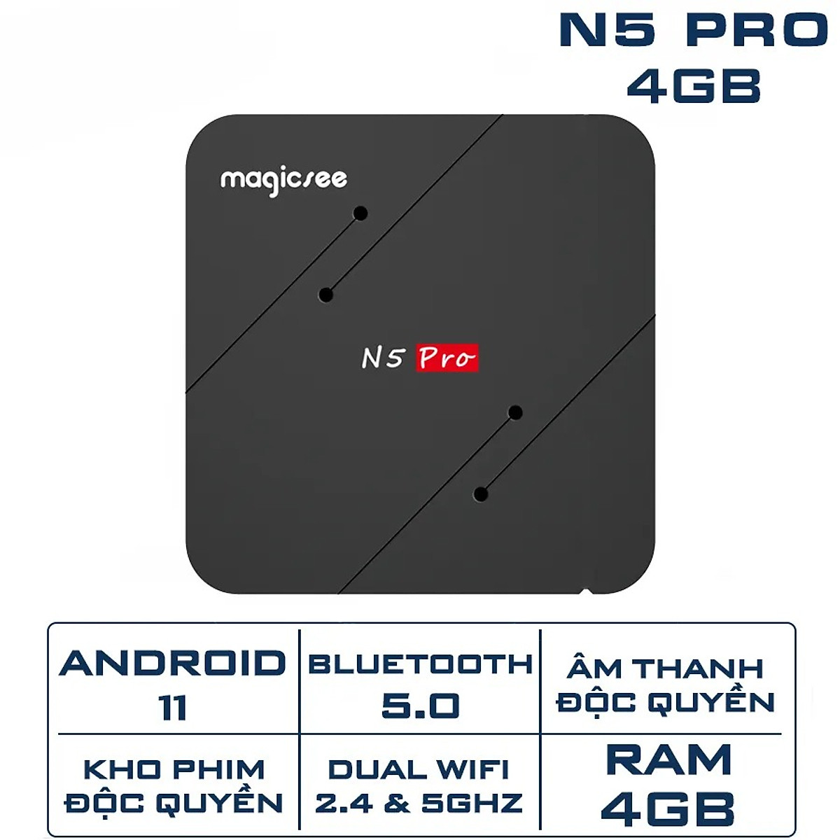 Magicsee N5 Pro Ram 4G điều khiển giọng nói tiếng Việt kiêm bàn phím chuột bay có đèn nền wifi 2 băng tần bluetooth cài sẵn phim, truyền hình cáp miễn phí vĩnh viễn - Hàng Nhập Khẩu