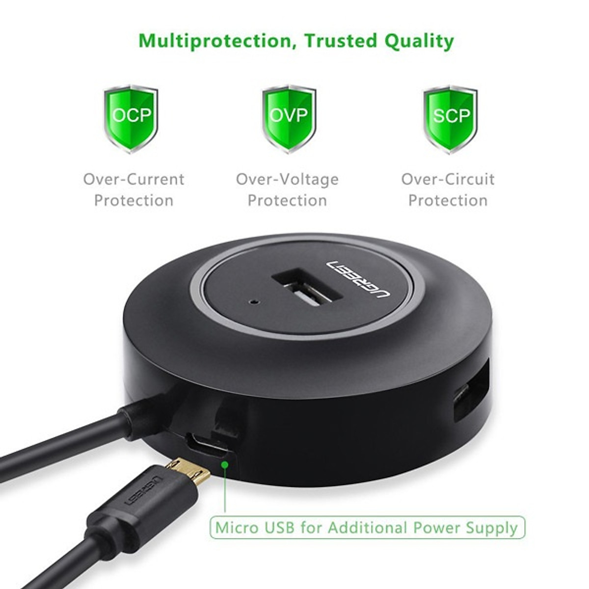 Hub USB Ugreen 4 Cổng USB 2.0 20277 (1m) - Hàng Chính Hãng