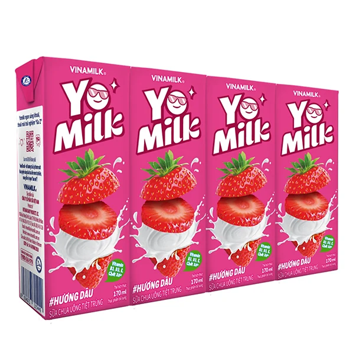 SỮA CHUA UỐNG HƯƠNG DÂU YOMILK - HỘP GIẤY 170ML - Sữa Chua Uống & Ăn
