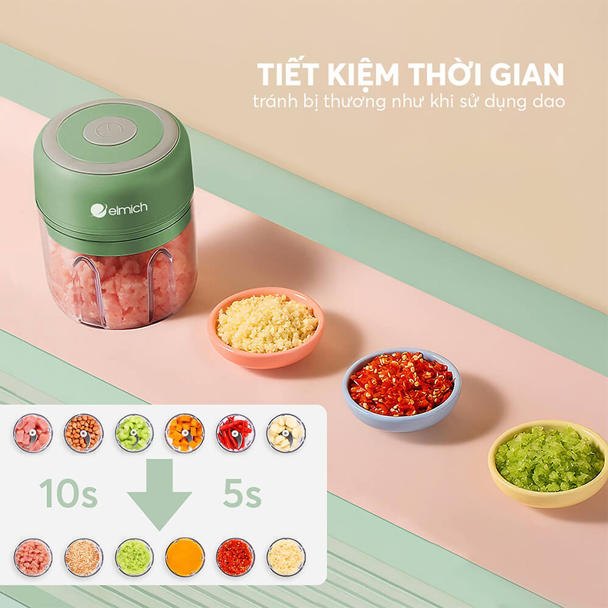 Máy xay tỏi ớt cầm tay Elmich PBE-8659 - Hàng chính hãng