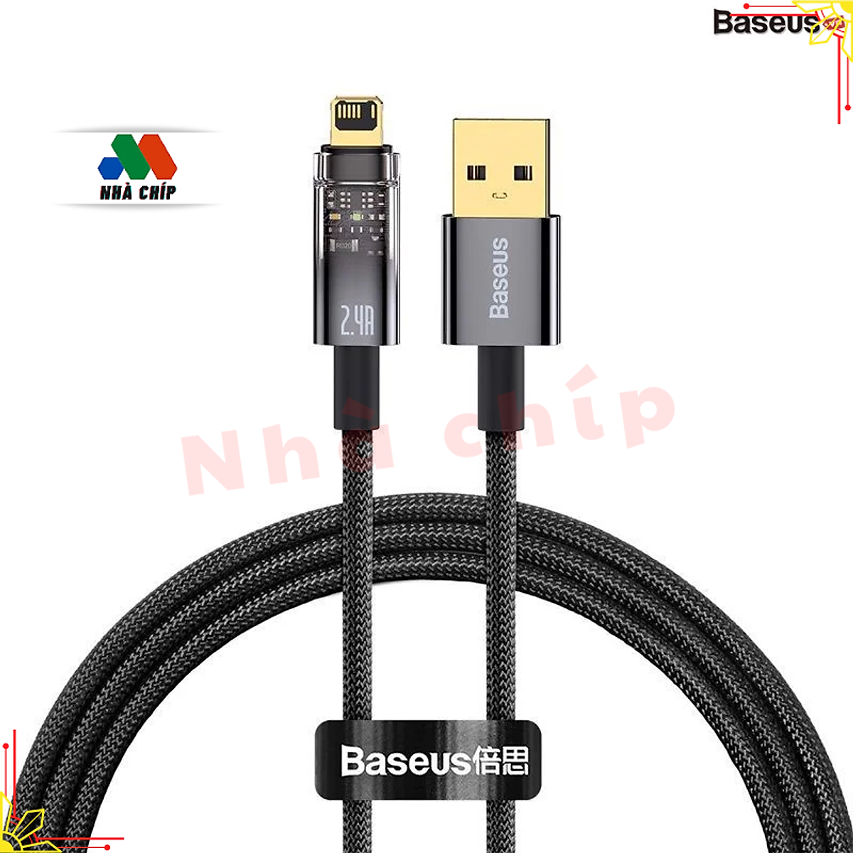 Cáp Sạc nhanh 2.4 A tự ngắt Gen2 Baseus Explorer Series dùng cho ipad, iPhone 13,12,11promax (USB to IP, Auto Power-Off, 2.4A Fast Charging & Data Cable)- Hàng chính hãng