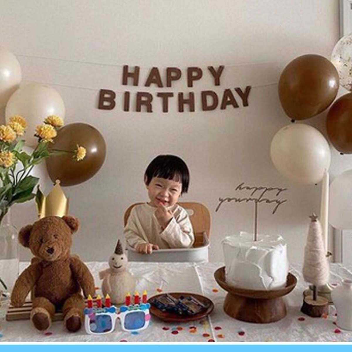 Dây chữ happy birthday hình bông hoa cúc tô điểm sinh nhật korea ...