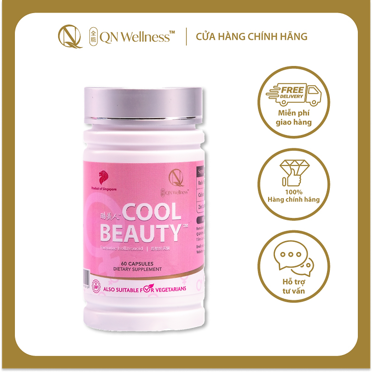 Viên Uống Bổ Sung Cho Nữ Giới Cool Beauty QN Wellness Chiết Xuất Cây Dong Riềng, Giúp Làn Da Khỏe Mạnh, Hỗ Trợ Giấc Ngủ Ngon, Duy Trì Sức Khỏe Xương Khớp, Viên Uống Bổ Sung Cho Nữ Giới Cool Beauty QN Wellness Chiết Xuất Cây Dong Riềng, Giúp Làn Da Khỏe Mạnh, Hỗ Trợ Giấc Ngủ Ngon, Duy Trì Sức Khỏe Xương Khớp,
