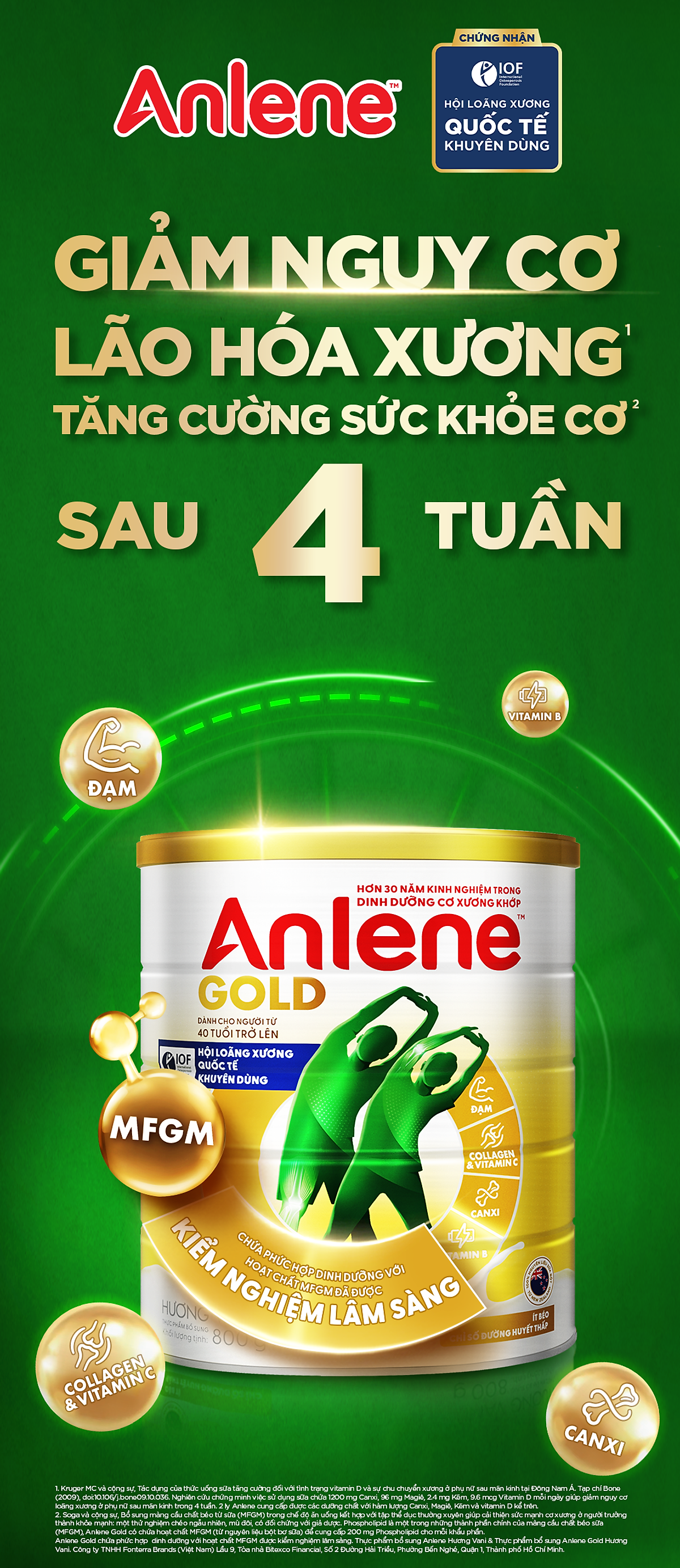 Combo 2 TPBS Anlene Gold hương vani 1.2kg tặng nồi inox