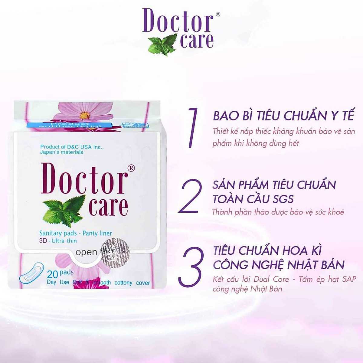 Combo 2 Băng vệ sinh hàng ngày Doctor Care tinh chất thảo dược 16 cm