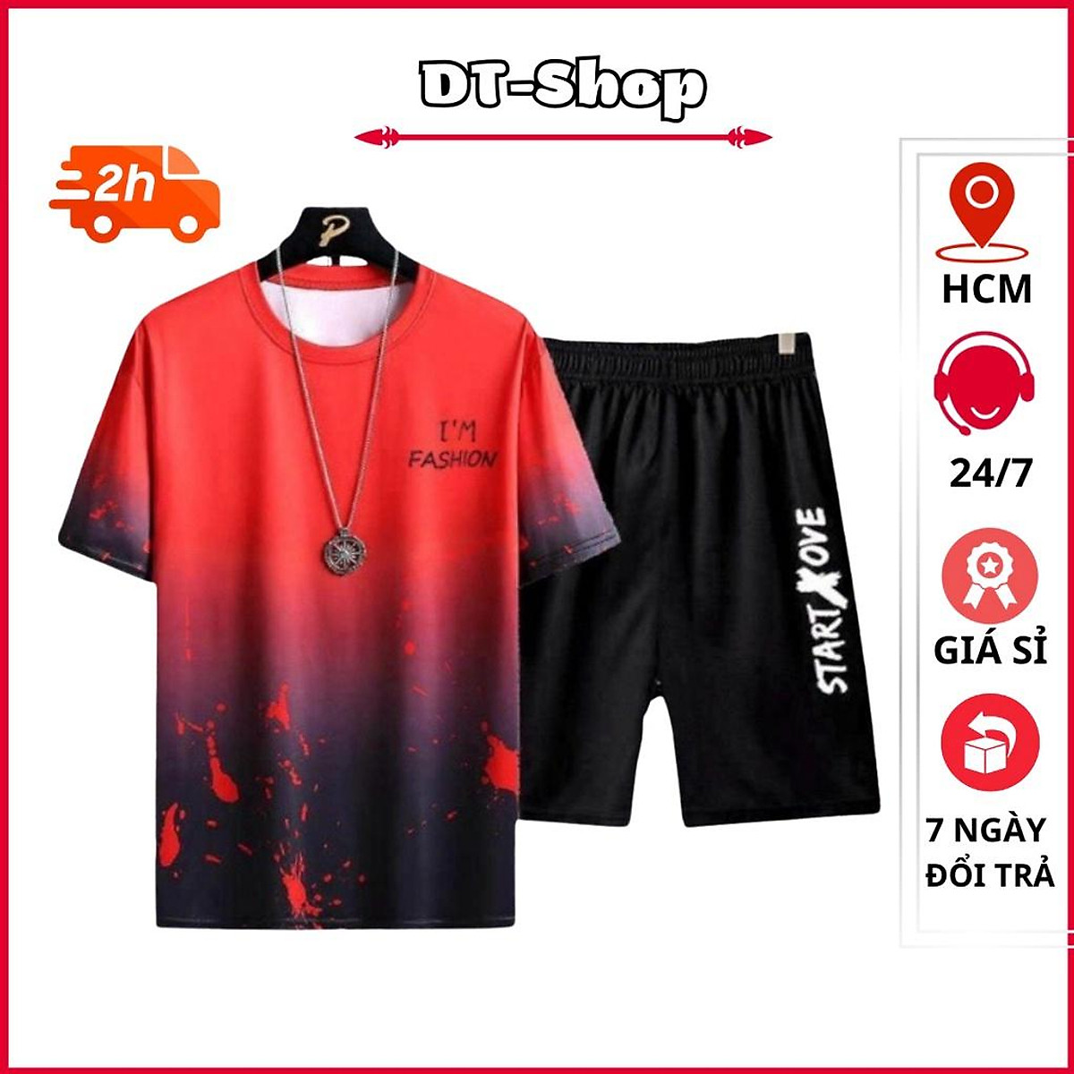 Bộ Quần Áo Thun Nam Nữ Unisex Mùa Hè Ngắn Tay Cổ Tròn Họa Tiết Loang
