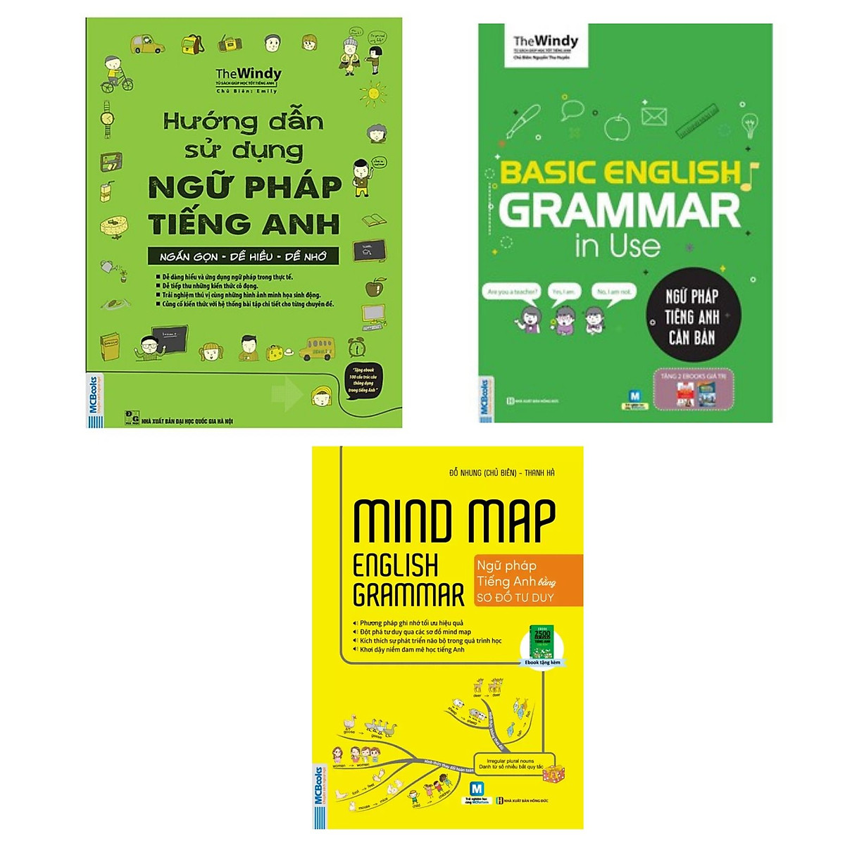 COMBO 3 QUYỂN SÁCH NGỮ PHÁP TIẾNG ANH ( Ngữ pháp tiếng anh căn bản - Hướng dẫn sử dụng ngữ pháp tiếng Anh - Mindmap English Grammar Ngữ pháp tiếng Anh bằng sơ đồ tư duy)