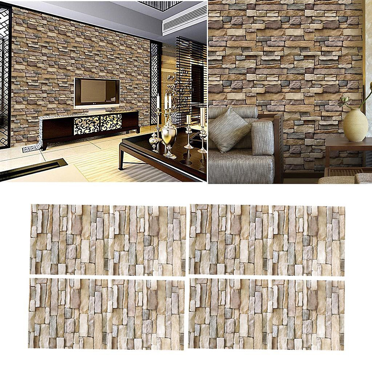 Mua Brick Wallpaper 5pcs Removable and Waterproof Wall Paper Sticker-100 x  45 cm tại Magideal2