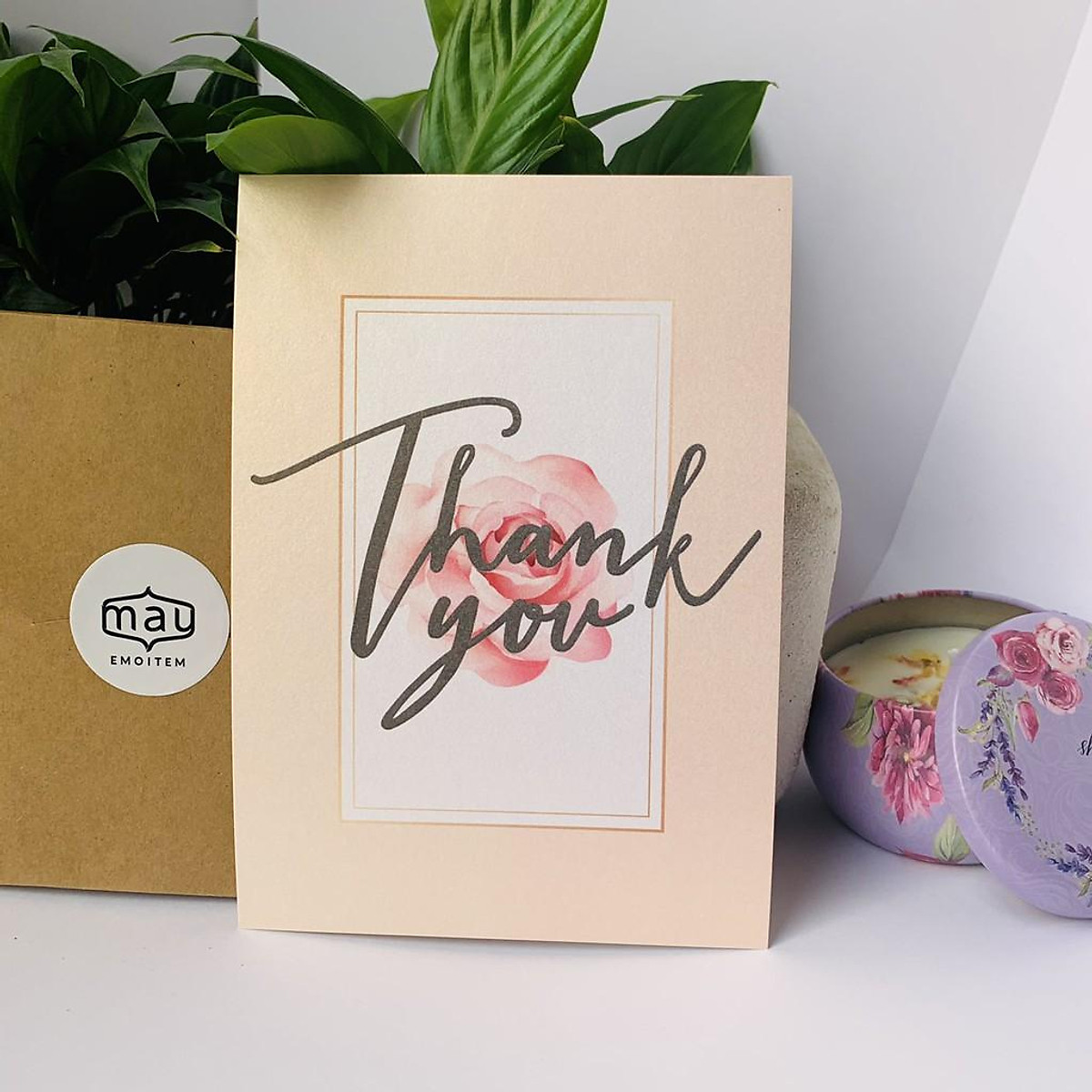 Thiệp Cảm ơn,Thank you card đẹp 12*17cm in giấy mỹ thuật ánh trai