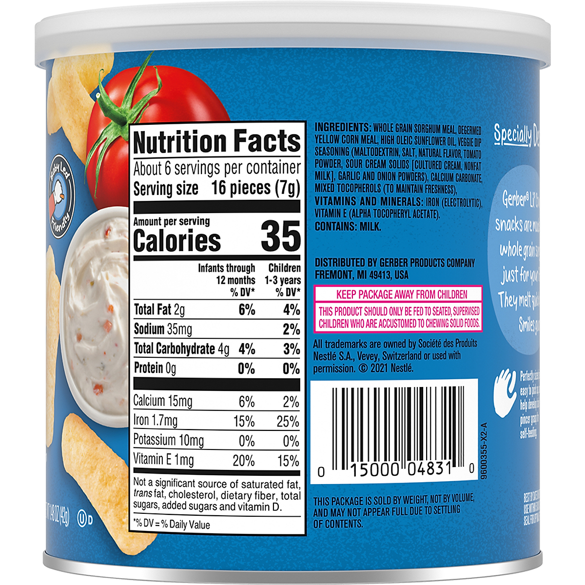 Thực Phẩm Bổ Sung Bánh Ăn Dặm Gerber Lil's Crunchies vị Rau Củ 42g dành cho trẻ trên 8 tháng tuổi
