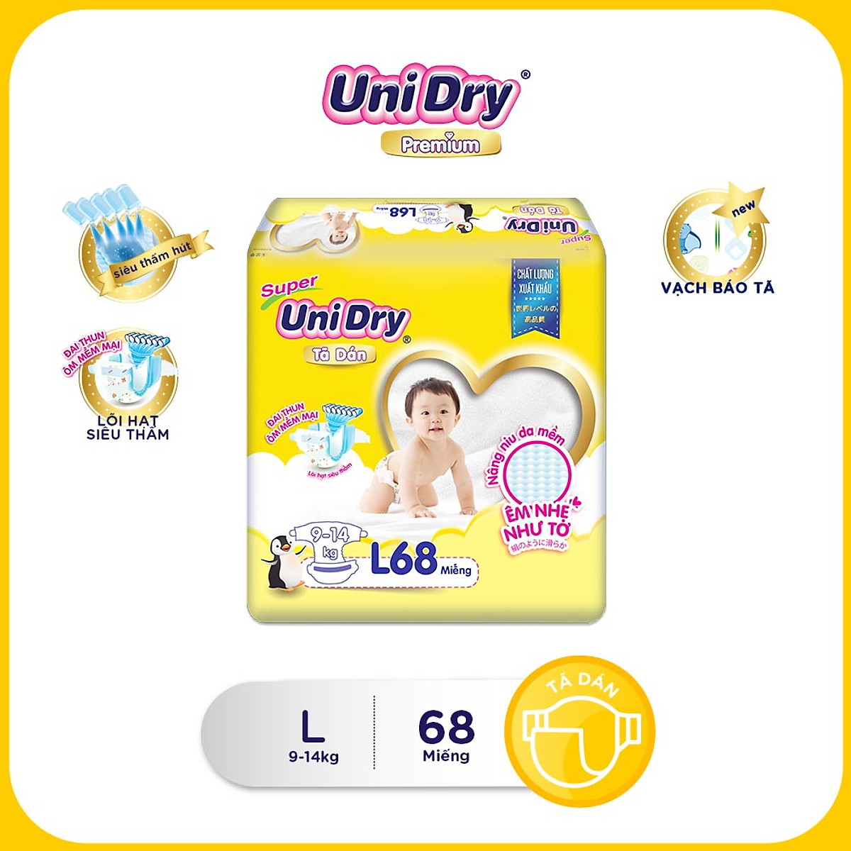 Tã dán UniDry M76-L68-XL62