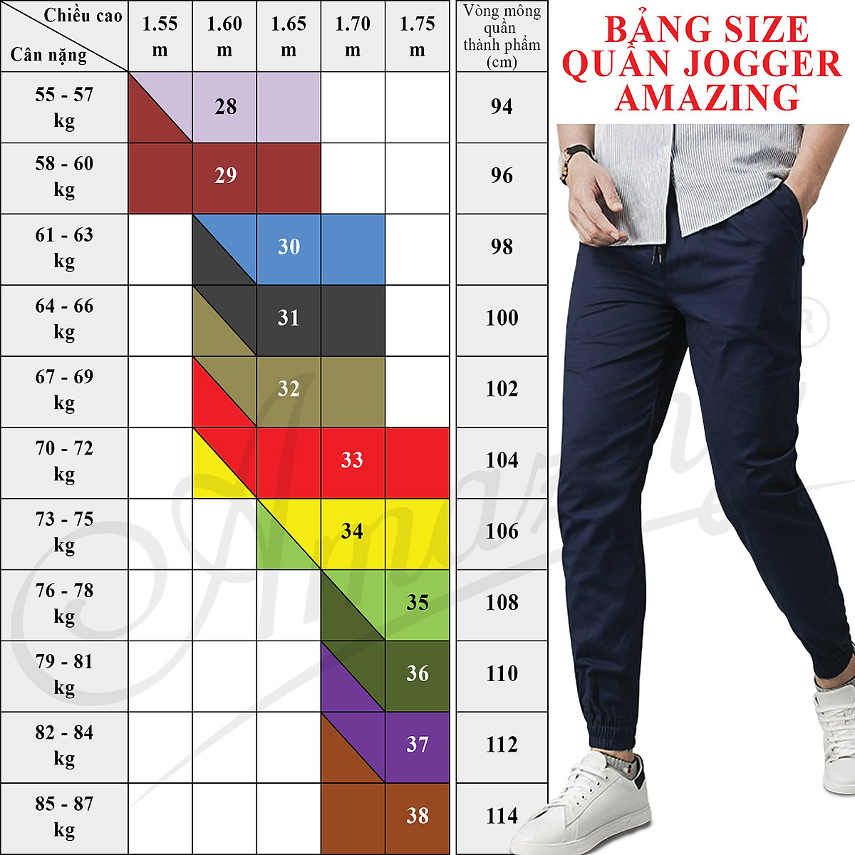 Quần jogger kaki cao cấp Amazing, lưng thun có dây rút, ống bo, thời trang unisex, màu sắc classic dễ phối đồ, có big size