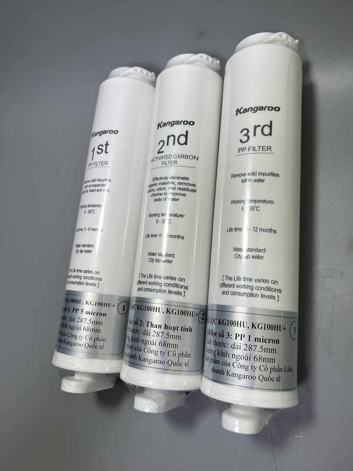 Bộ Lõi lọc 123 KG100HU, KG100HU+ dành cho các máy Kangaroo KG100HU, KG100HU+, KG100MED, KG100EED, KG-Y1MED- Hàng chính hãng