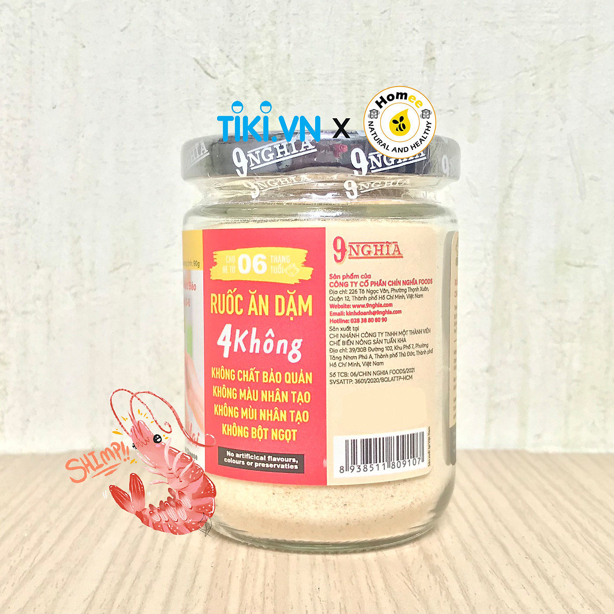 Bột ruốc ăn dặm Tôm & Phô Mai dành cho bé VABY hủ 90g - Gia vị nêm và rắc dành cho bé từ 6 tháng tuổi