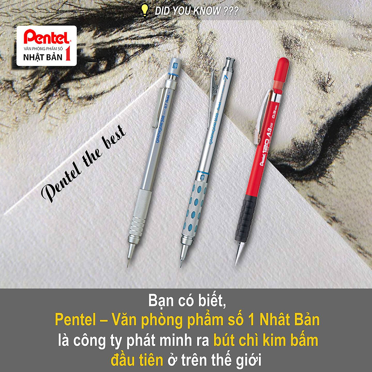 Bút Chì Kim Pentel Bấm Thân Giữa PD105T (0.5mm) Và PD107T (0.7mm) | Thiết Kế Thân Trong Đẹp Mắt