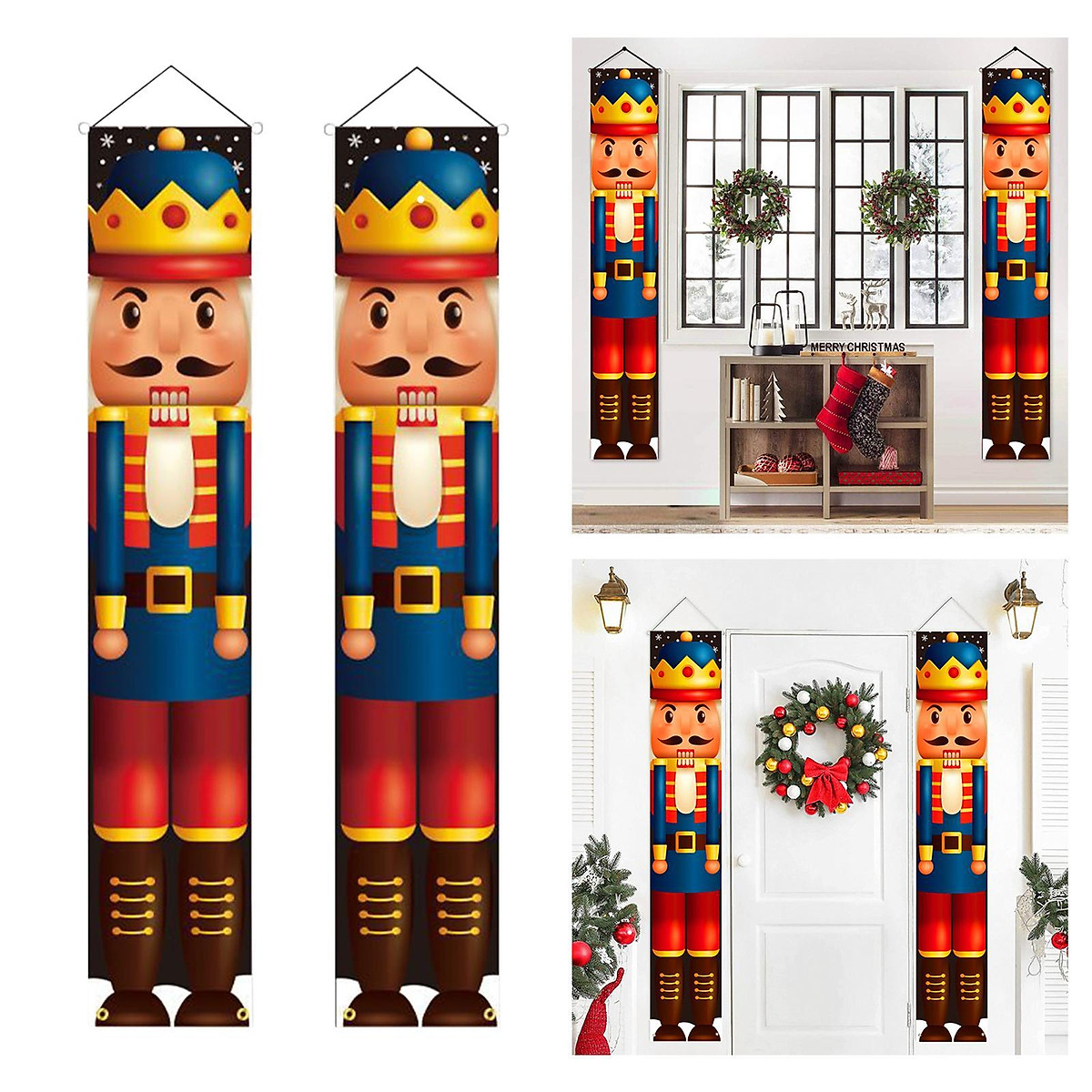 Mua 1Pairs Nutcracker Banners Door Curtain Christmas Signs Home ...