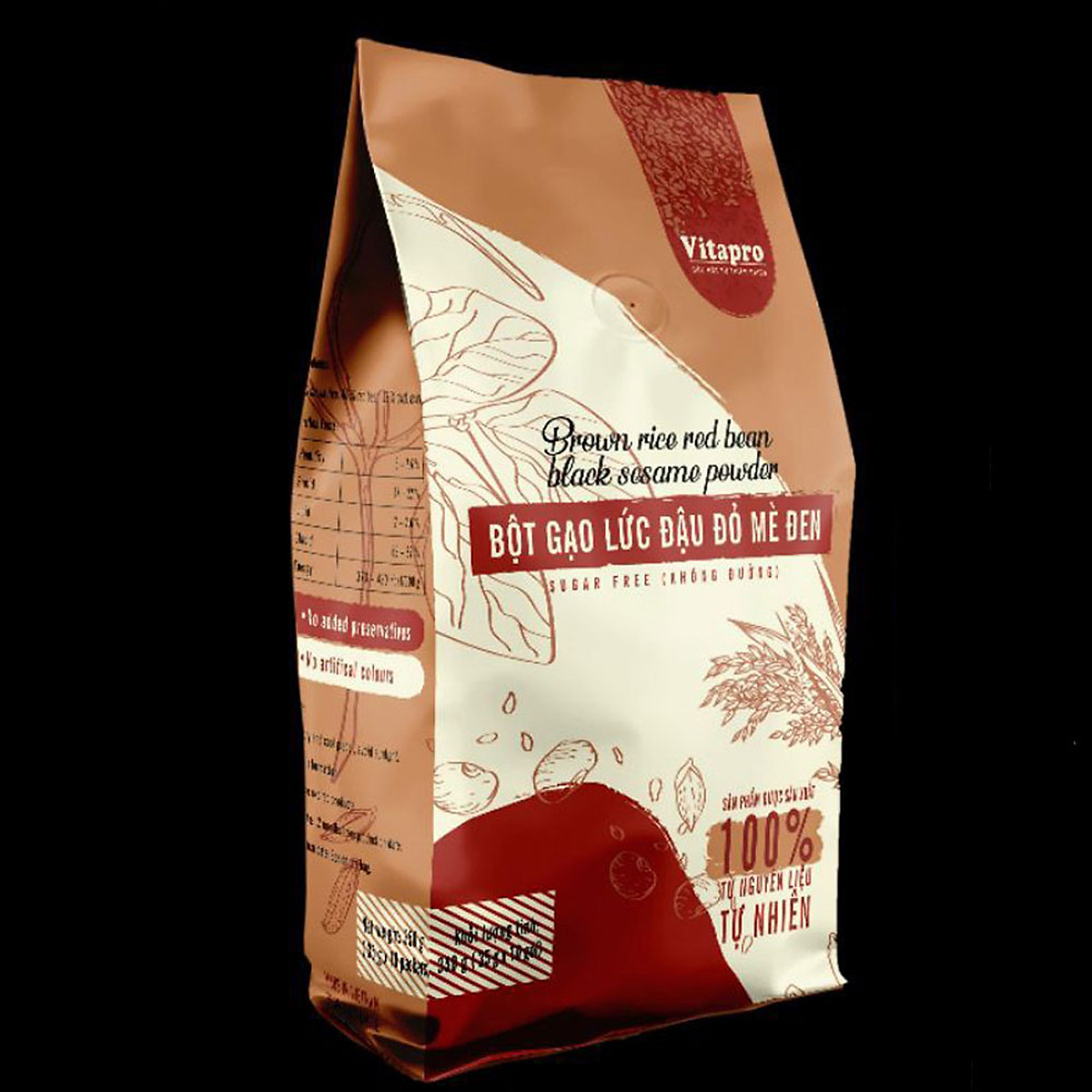 Bột Gạo Lức Đậu Đỏ Mè Đen (Không Đường) Vitapro (350gr) Thơm Ngon Dinh Dưỡng, Hỗ Trợ Giảm Cân, Giảm Cholesterol – Hàng Chính Hãng