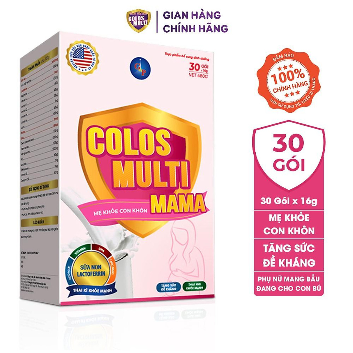 Sữa non Colosmulti Mama hộp 480g tăng cường sức đề kháng, dưỡng chất cho bà bầu