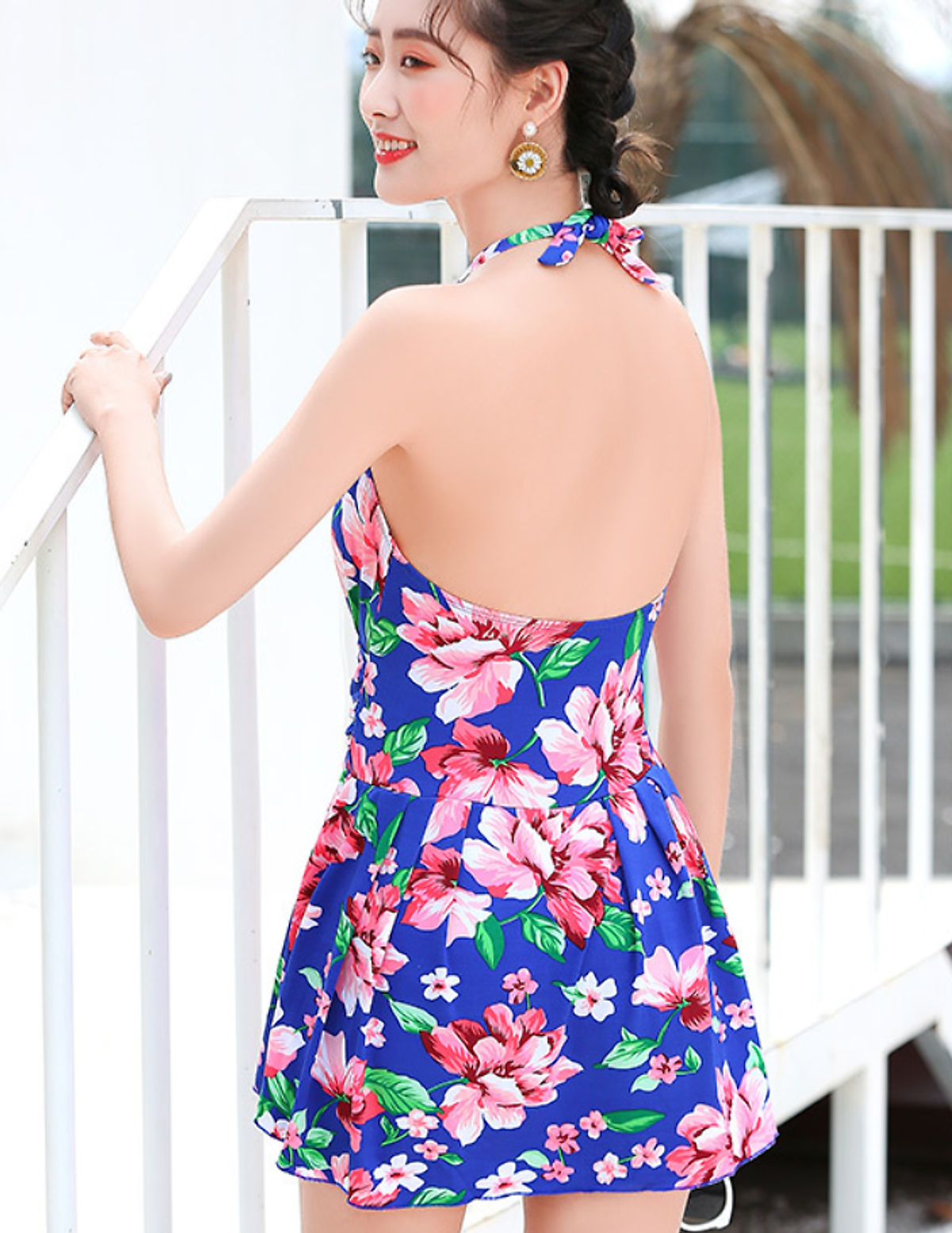Đồ Bơi Nữ Một Mảnh Kiểu Váy Hoa Hở Lưng Gợi Cảm ATI27 MayHomes One-Piece Swimwear With Backless Top