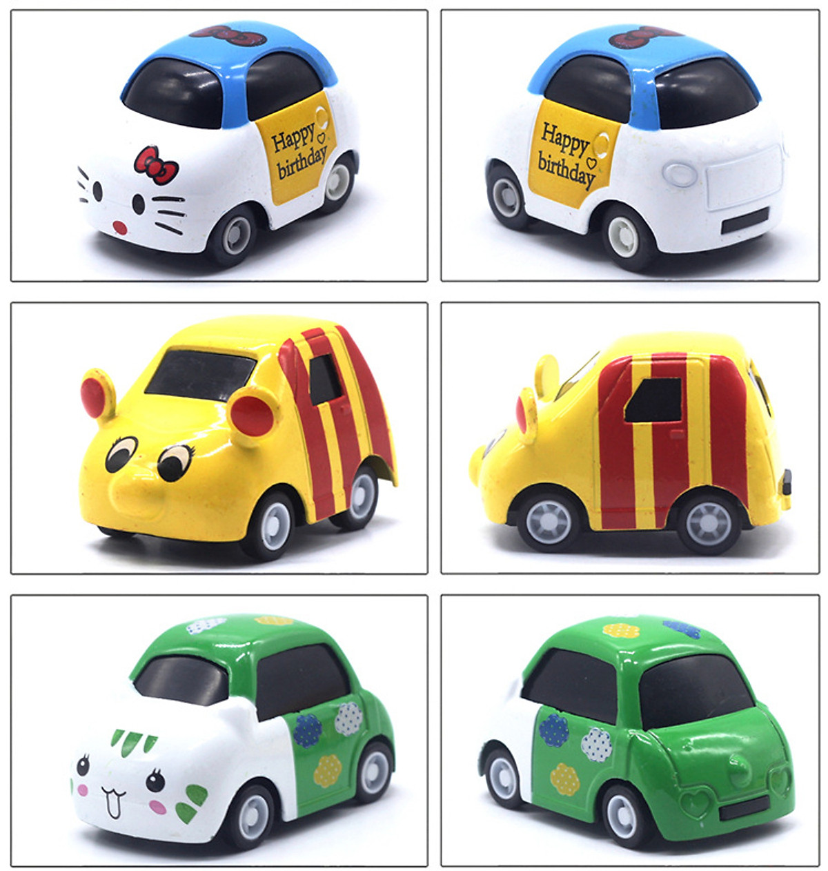 Bộ 6 Ô Tô Mô Hình Hoạt Hình Ngộ Nghĩnh Cartoon AlloyCar - Xe mô hình