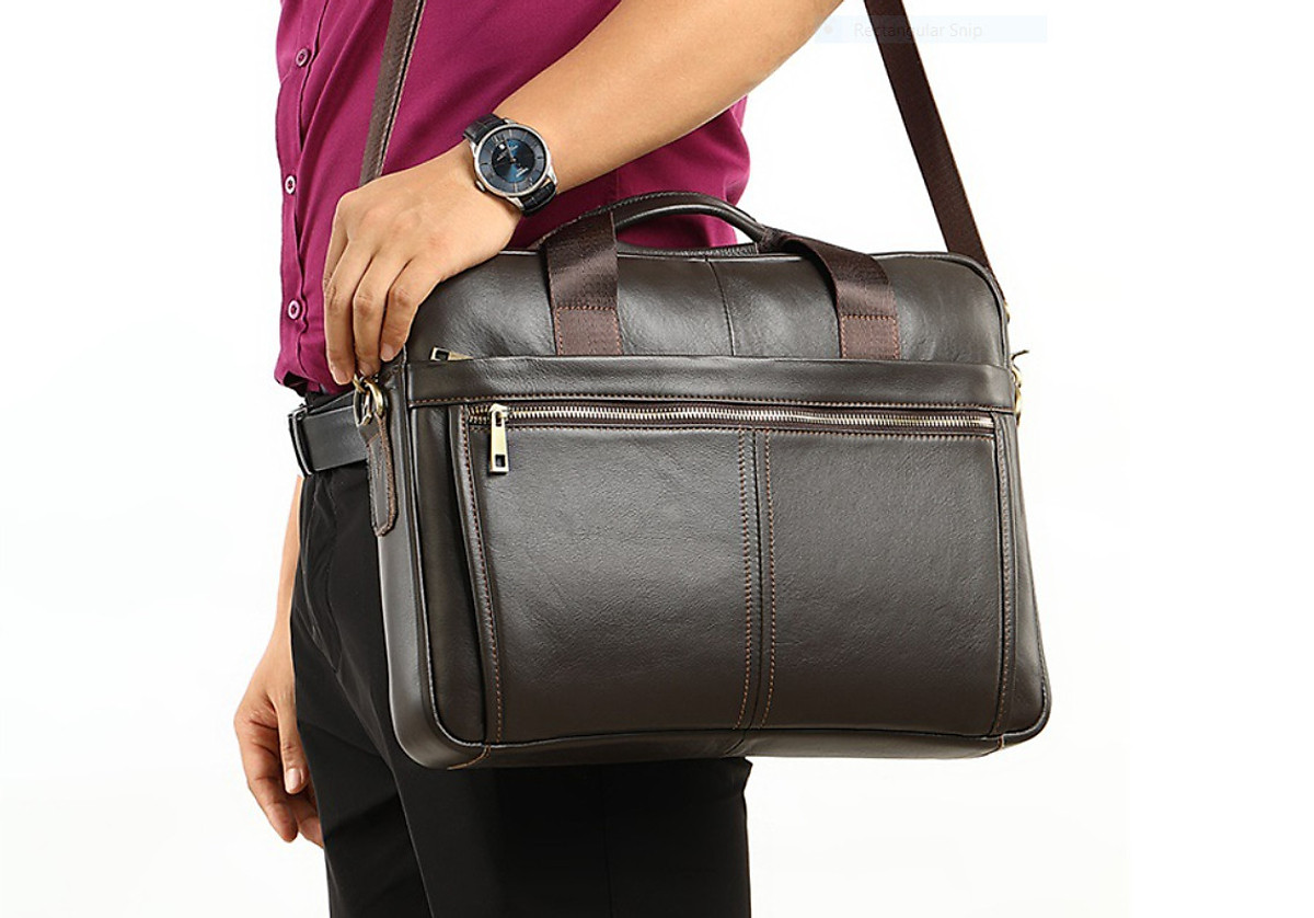 Túi xách nam da bò thật cao cấp phong cách mới 15,6"