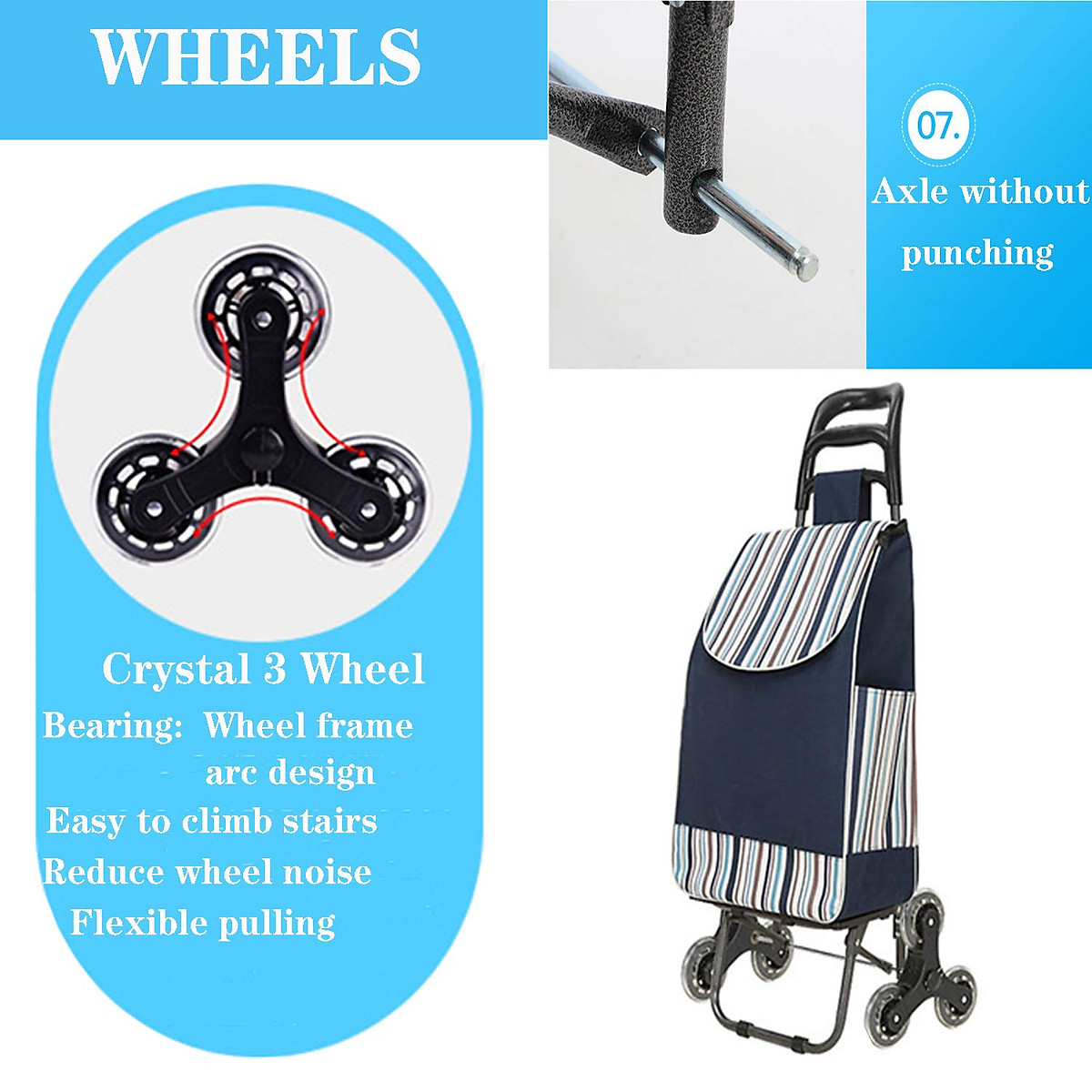 Xe kéo túi hành lý leo cầu thang, Giỏ hàng du lịch có thể gập lại Super