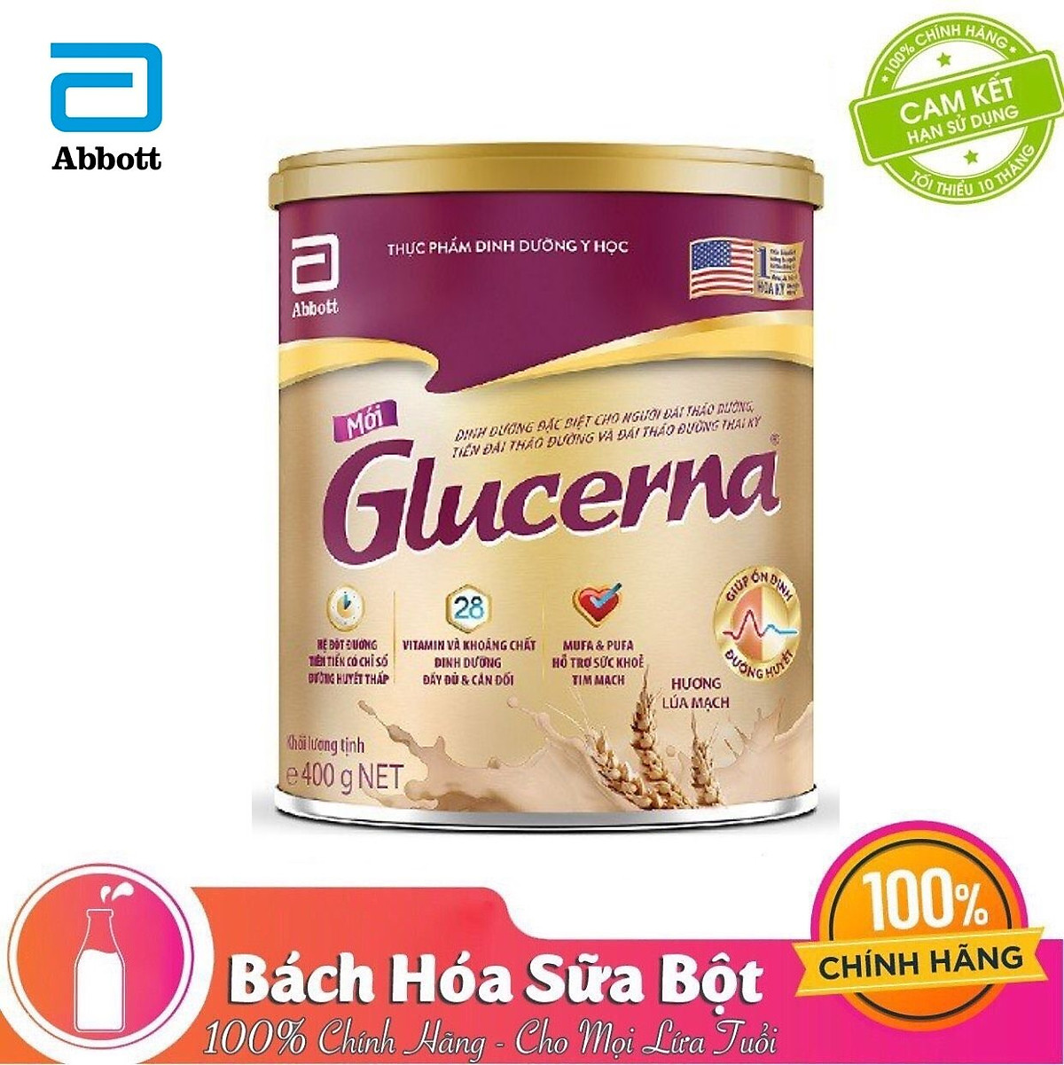 Sữa Bột Abbott Glucerna Lúa Mạch 400g