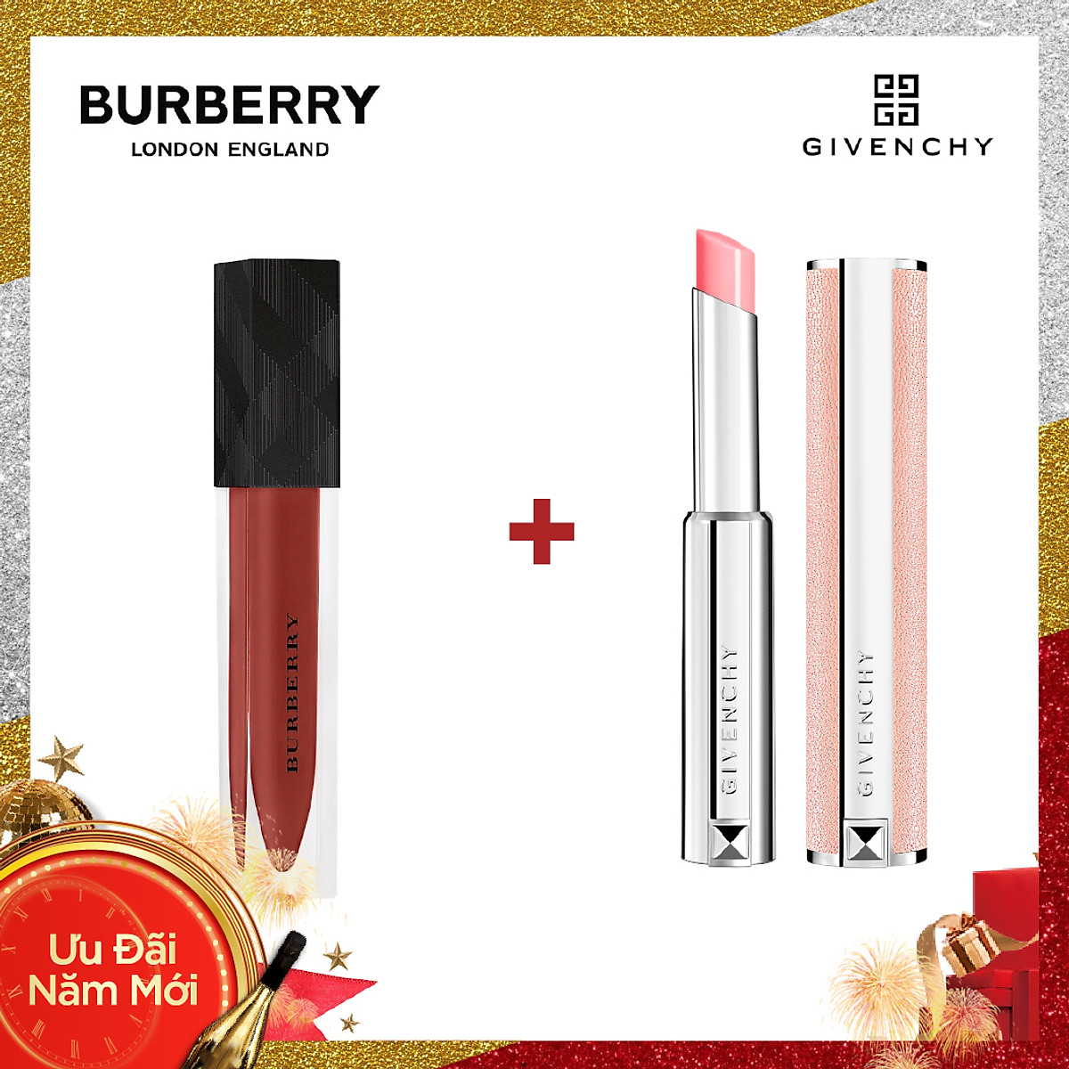 Mua Combo Son Burberry Kisses Lip Lacquer / #45 Dark Russet+ Son Dưỡng  Givenchy Rouge Perfecto #01
