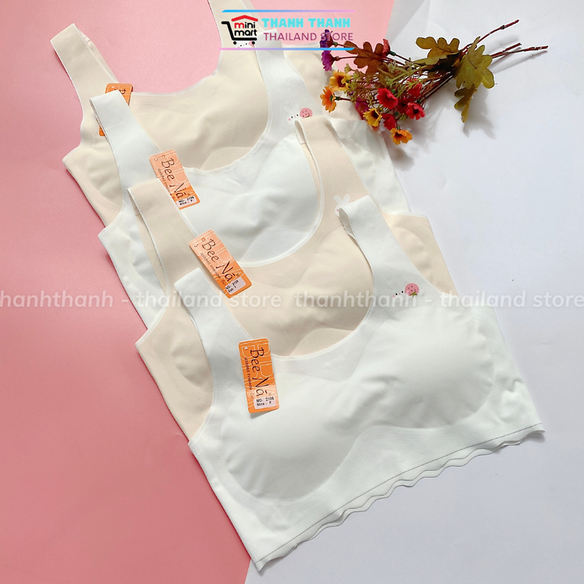 Áo ngực bra su học sinh BeeNa 2106 không gọng mút nhẹ, co giản thoải mái