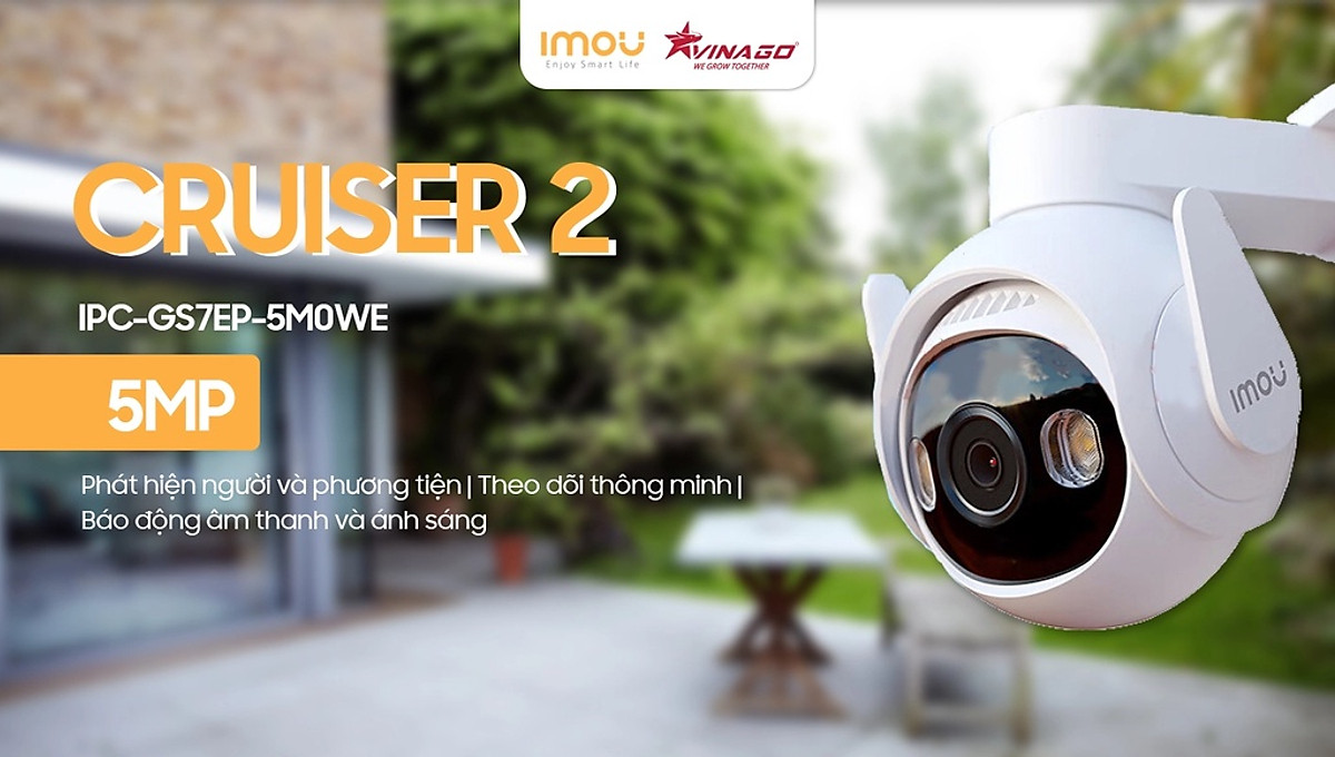 Camera Wifi ngoài trời Imou Cruiser 2 (5MP) I IPC-GS7EP-5M0WE I Đàm thoại 2 chiều I Phát hiện chuyển động I IP66 | Hàng chính hãng