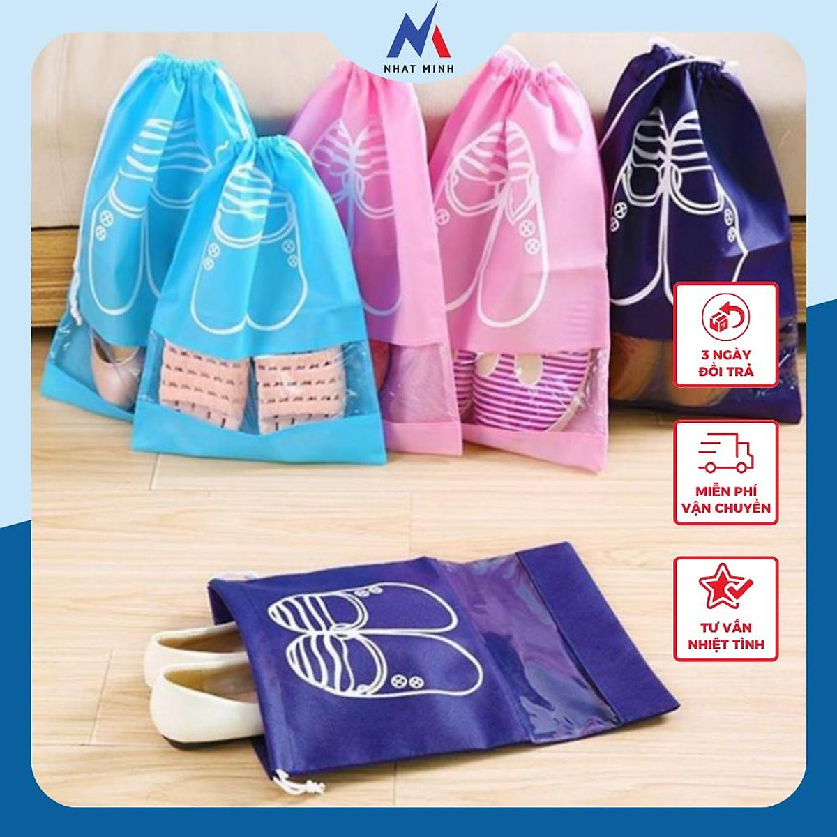 TÚI ĐỰNG GIÀY DÉP CÓ DÂY RÚT TIỆN DỤNG - Kho Sỉ Nhật Minh