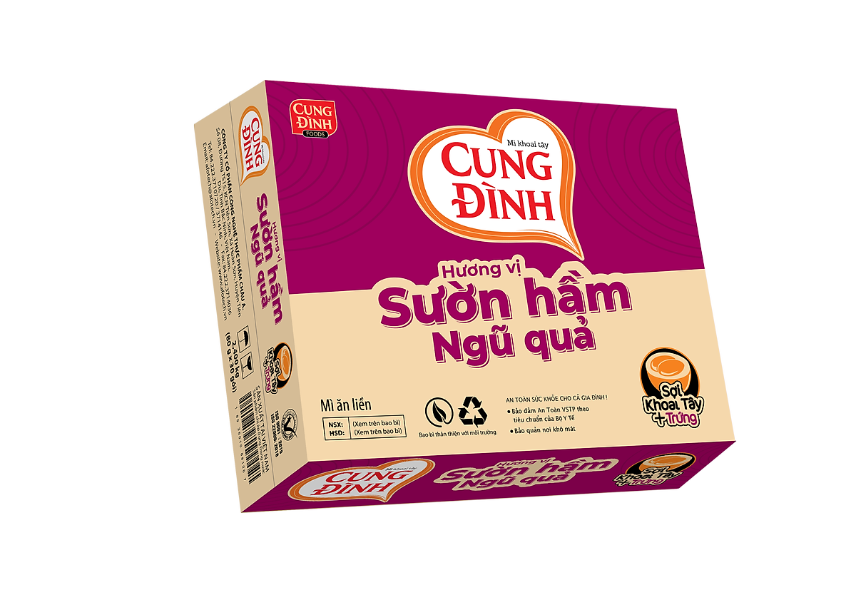 Thùng 30 Gói Mì Khoai Tây Cung Đình Hương Vị Sườn Hầm Ngũ quả
