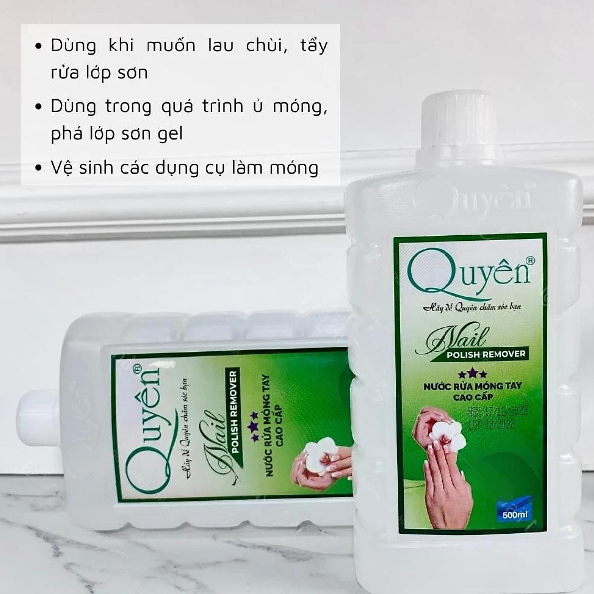 Nước Rửa Móng Axetol Quyên 500ml Chai Vuông Chữ Dập Nổi Cao Cấp Làm ...