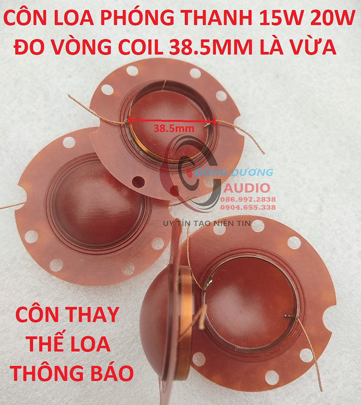 CÔN LOA PHÓNG THANH 15W 20W 30W - VÒNG CÔN 38.5MM - COIL THAY THẾ ...