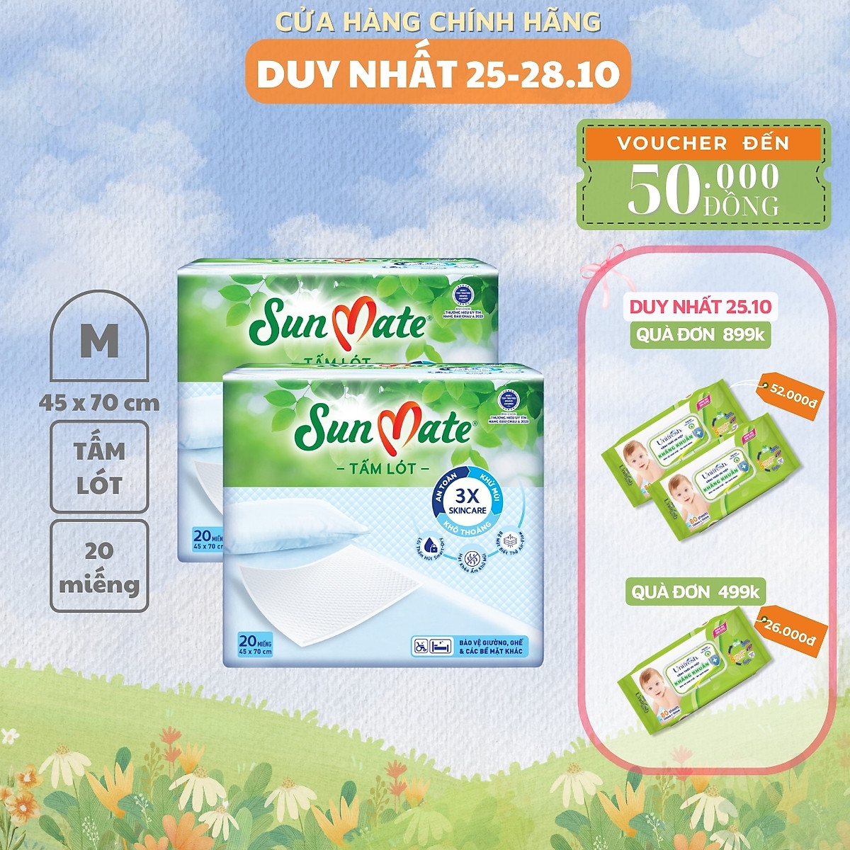 Combo 2 - Tấm lót SunMate mới size M (45x70cm)