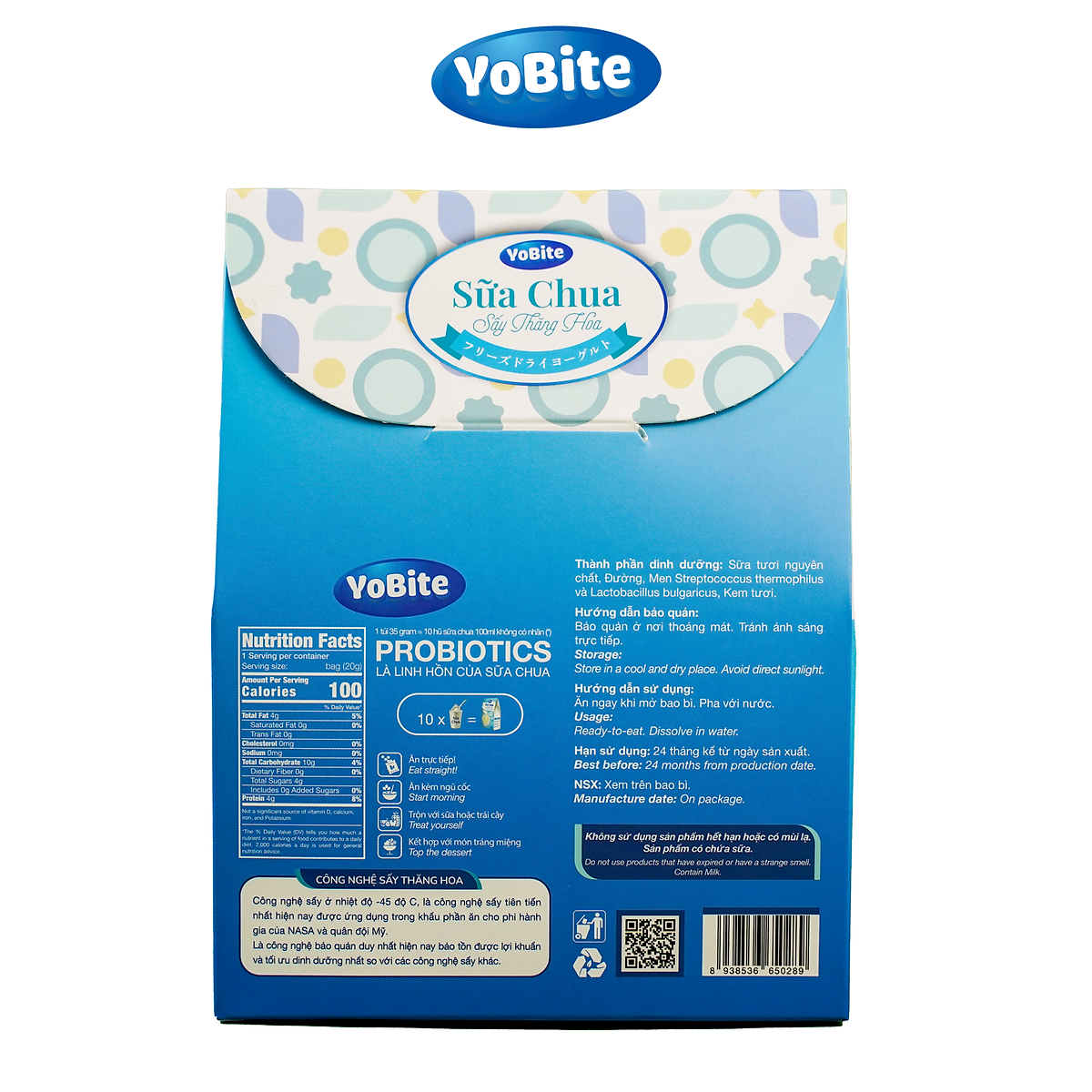 Sữa Chua Khô Sấy Thăng Hoa YOBITE Vị Truyền thống 30gr Hỗ Trợ Tiêu Hóa Tăng Cường Đề Kháng